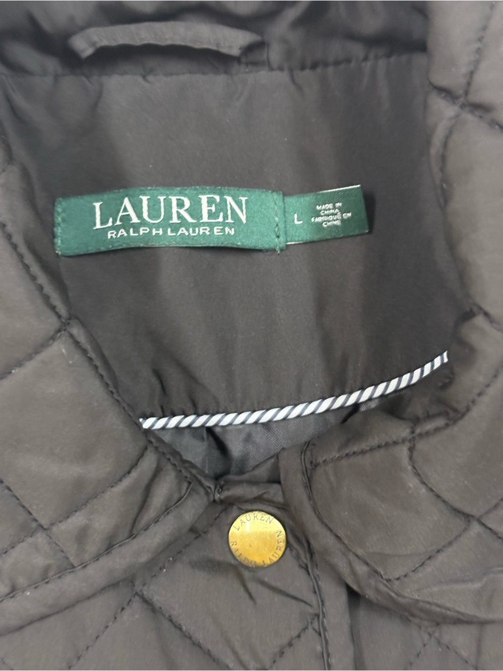 Ralph Lauren Black Quilted Puffer Jacket with Gold-Tone Snaps - Picture 2 of 10